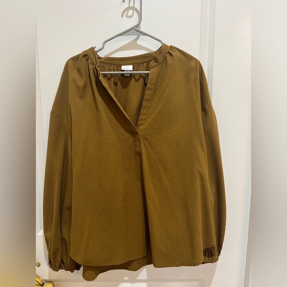 a new day Target long sleeve golden brown mustard popover top XXL
